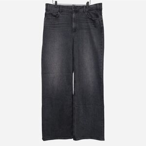 Paige Sasha High Waist Column Wide Leg Washed Black Denim Jeans - 33 High Rise